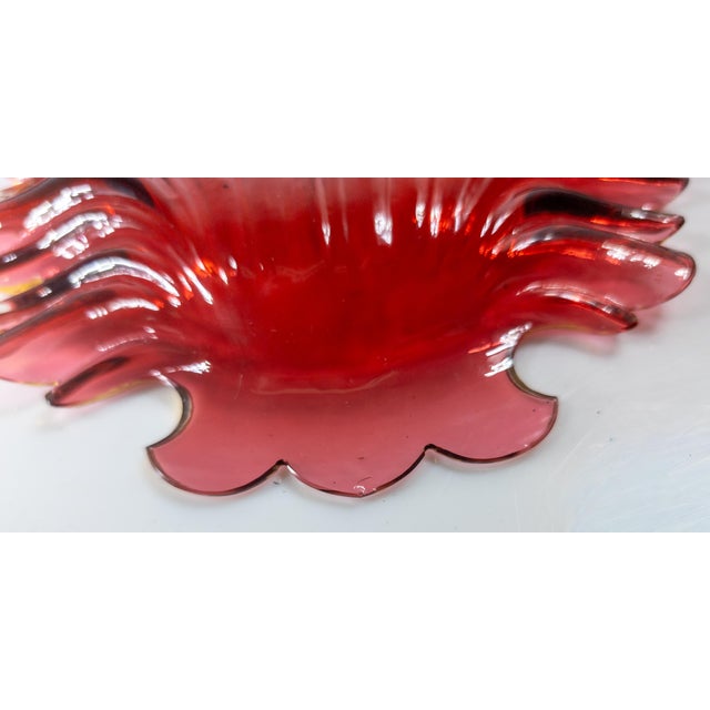 19th Century Group of Four Ruby Cranberry Red Shell Form Nut Dishes For Sale - Image 13 of 14
