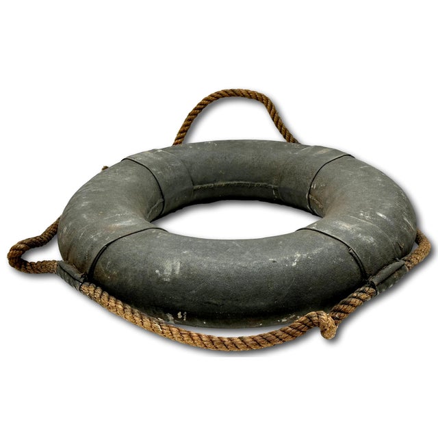 Authentic Antique Early 1900s American Hand Made Canvas & Natural Cork Ships Life Preserver From Cape Cod For Sale - Image 9 of 12