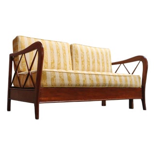 Vintage Italian Modern Walnut Divan Sofa Bed Attributed to Paolo Buffa For Sale