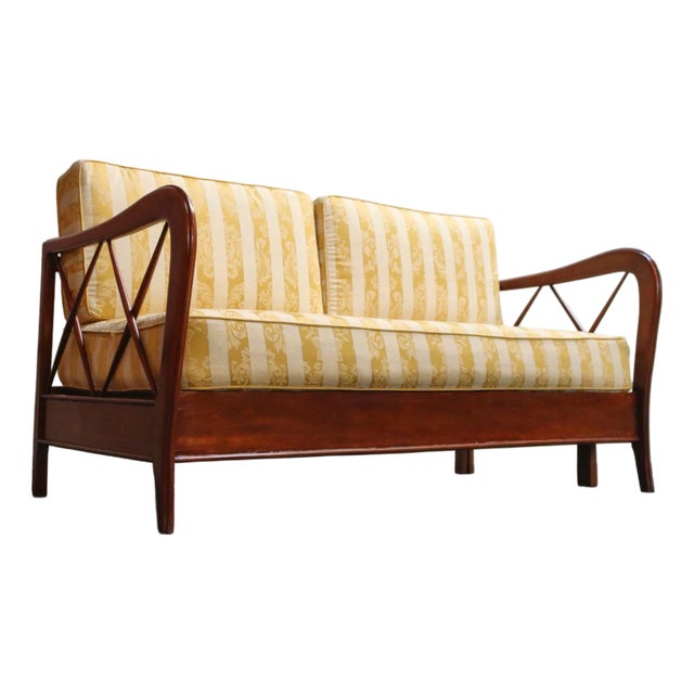 Vintage Italian Modern Walnut Divan Sofa Bed Attributed to Paolo Buffa For Sale