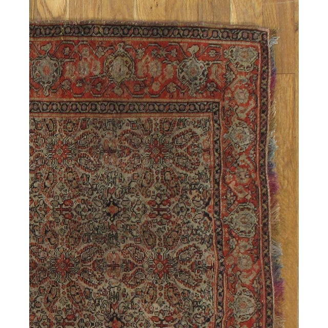 Antique Senneh Rug with Multicolored Silk Warp, Handmade, Fine Ivory, Red, Blue For Sale - Image 11 of 17