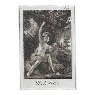 Antique Saint John in the Wilderness Miniature Engraving For Sale
