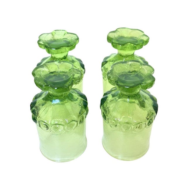 Vintage Tiffin Franciscan Madeira Apple Green Glass Footed Goblets Set of 4 For Sale - Image 4 of 9