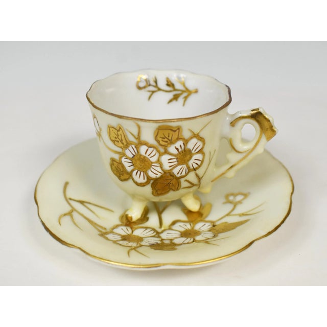 Vintage Golden Floral Kalk Demitasse Cup & Saucer Set- 2 Pieces For Sale - Image 12 of 12