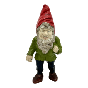 Hard to Find Unusual Model Antique American Cast Iron Figurative Standing Gnome Doorstop - Circa 1920s