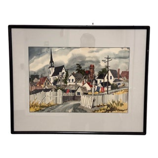 M. B. Pritchard Mendocino Framed Watercolor, Circa 1996 For Sale