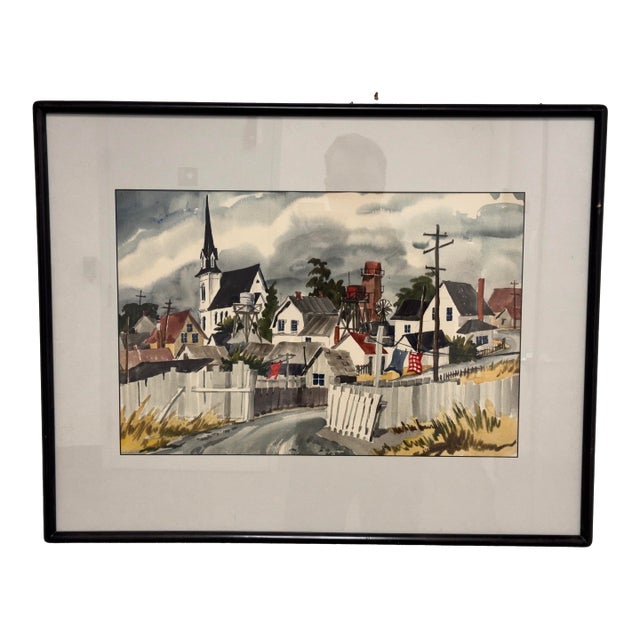 M. B. Pritchard Mendocino Framed Watercolor, Circa 1996 For Sale