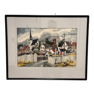 M. B. Pritchard Mendocino Framed Watercolor, Circa 1996