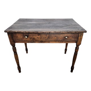 Antique Rustic Italian Walnut Writing Table, 1890s For Sale