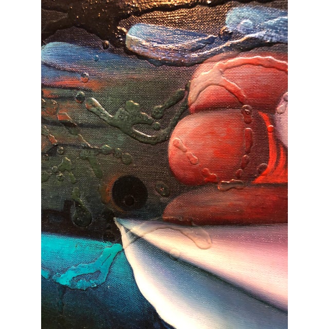 German Ramon Duron Lanza, Magic Realist Surrealist Latin American Naive Fantasy Painting, 1998 For Sale - Image 4 of 6