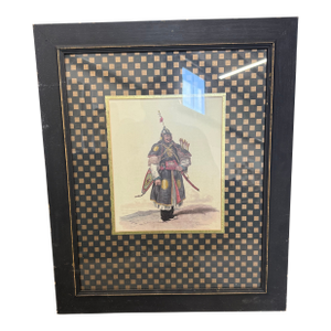 1804 Chinese Aquatint Portrait of a Soldier in Uniform Costumes