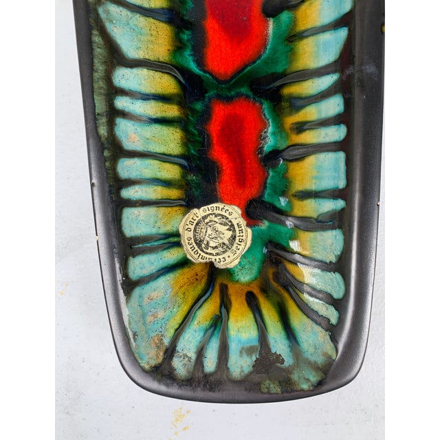 Boho Chic 1950s Mid-Century Long Multi Color Ceramic Sushi Serving Dish For Sale - Image 3 of 12