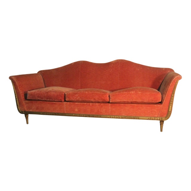 Italian Velvet Sofa, 1950s For Sale