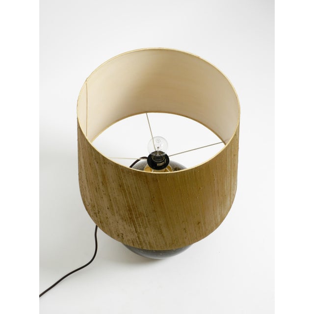 Metal Large Illuminated Glass Table Lamp withn Dupion Silk Shade from Putzler, 1970s For Sale - Image 7 of 18