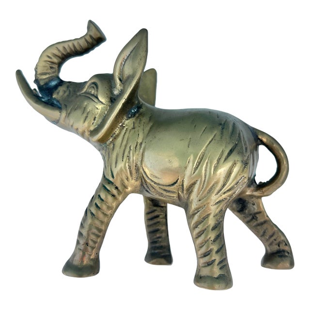 Mid 20th Century Brass Elephant Trunk Up For Sale