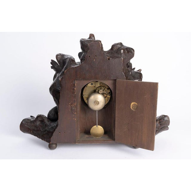 Black Carved Wooden Mantelclock, 19th Century For Sale - Image 8 of 11