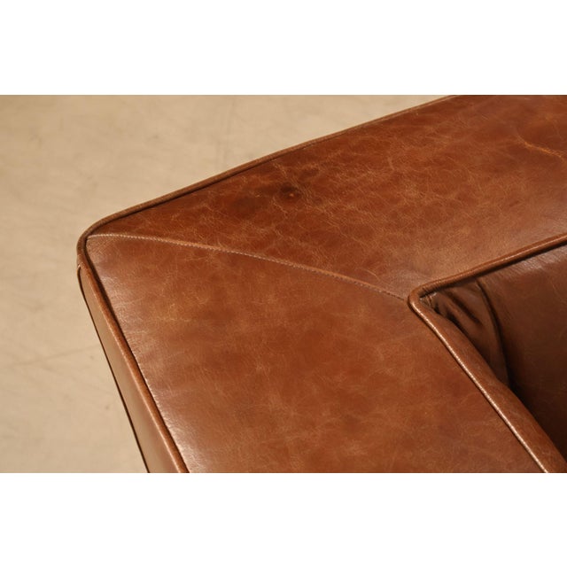 Art Deco Style Brown Leather Sofa For Sale - Image 10 of 18