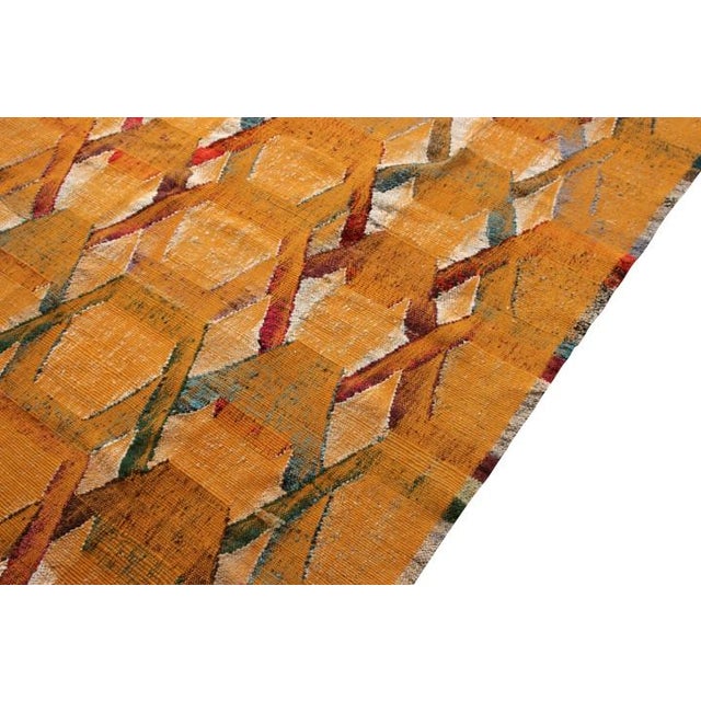 Contemporary Modern Kilim Geometric Gold Orange Flat Weave by Rug & Kilim For Sale - Image 3 of 6