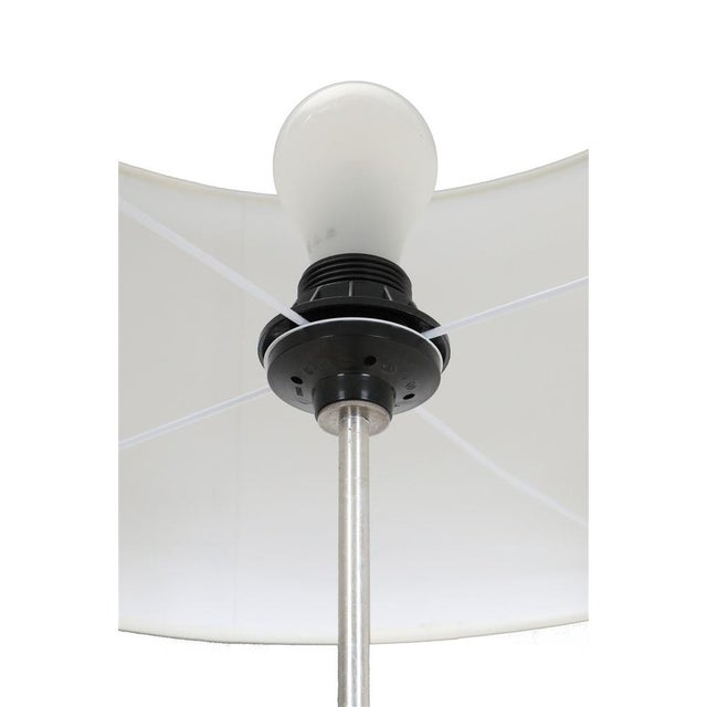 Large Mid-Century Danish Aluminum and Teak Floor Lamp with Cotton Lampshade, 1960s For Sale - Image 6 of 14