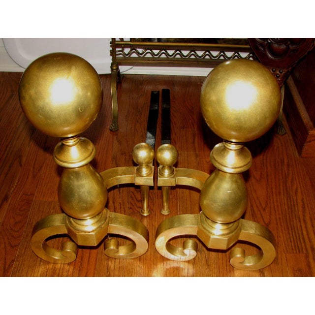 Brass Antique Brass Fire Place Andiron’s For Sale - Image 8 of 8