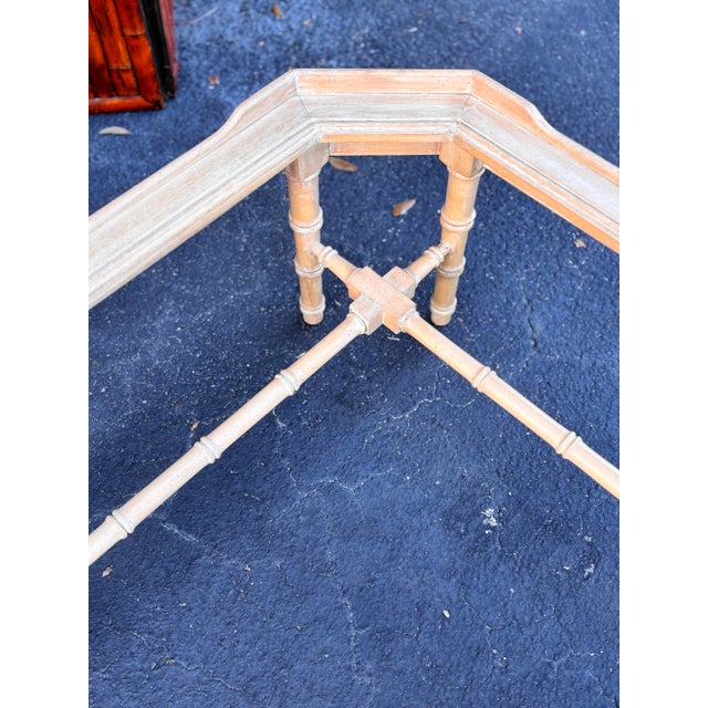 Beautiful Vintage Mid-Century Faux Bamboo Coffee Table With Glass Top For Sale In West Palm - Image 6 of 7