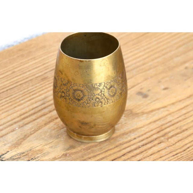 Indian Kashmiri Brass Floral Engraved Cup For Sale - Image 3 of 8