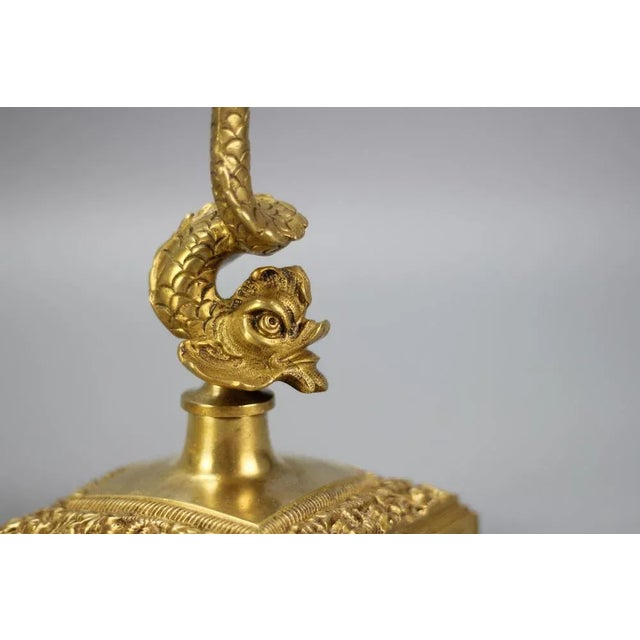 1930s French Bronze Candlesticks with Dolphin Figures, Set of 2 For Sale - Image 5 of 18