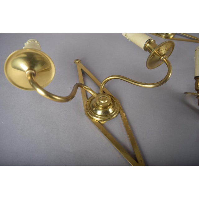 Vintage Polished Brass Wall Sconces by Maison Baguès, 1950s, Set of 3 For Sale - Image 13 of 16