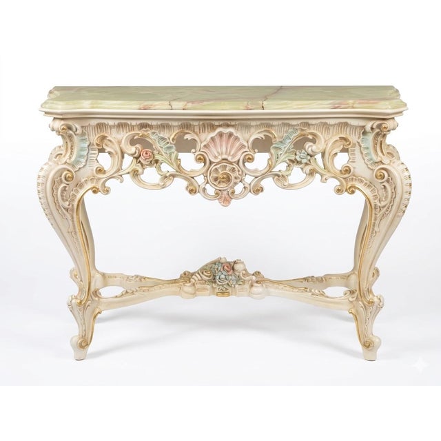 1960s Italian Rococo Console Table Baroque Revival For Sale - Image 9 of 11