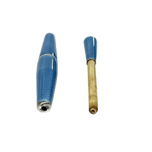 Art Deco German Silver Enamel and Guilloche Cigarette Holder, 1910 For Sale - Image 3 of 12