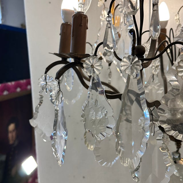 Louis XV Napoleon III Chandelier with Cut Rock Crystal, France, 1880 For Sale - Image 14 of 18