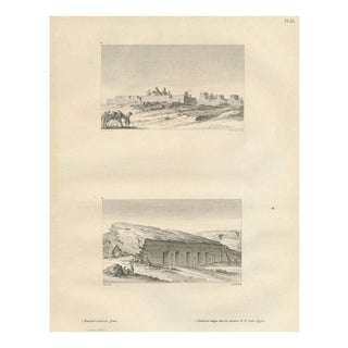 Dominique Baron Vivant Denon, Egyptian Desert Ruins and Rock-Cut Tomb, 1802, Engraving on Paper For Sale