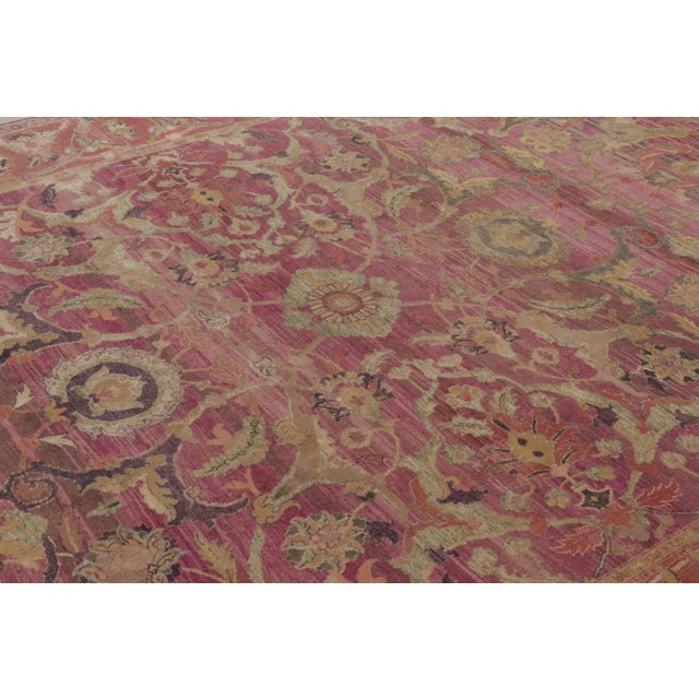 Rug & Kilim Rug & Kilim’s Modern Classics Rug in Soft Fuschia and Gold Traditional Medallion For Sale - Image 4 of 8