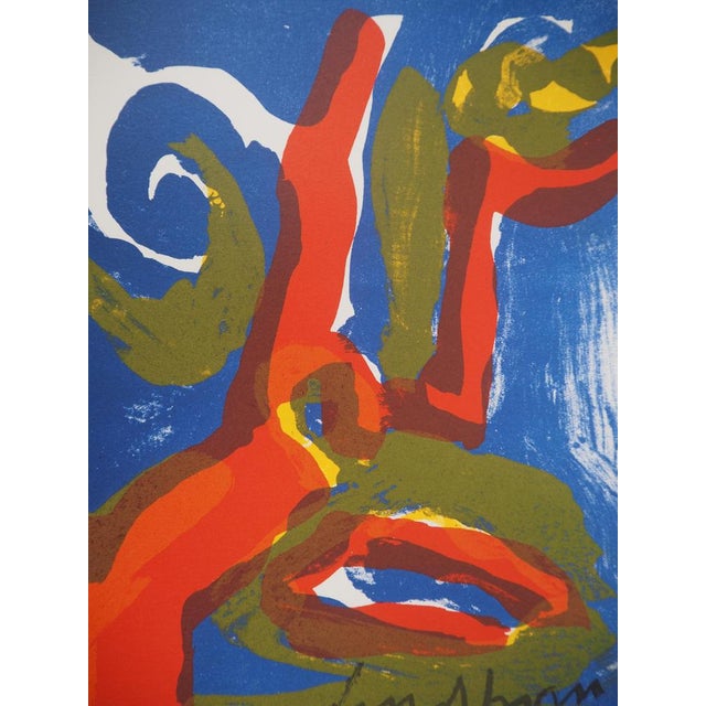 Bengt Lindstrom (1925-2008) blue face Original color lithograph Signed in the plate Numbered / 400 copies On vellum 31 x...