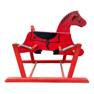 Vintage Wood Rocking Horse on Springs Wonder Horse 1950s Usa