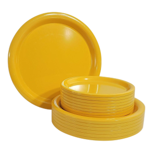 1970's Ingrid Ltd. Chicago Primary Yellow Melamine Dinner Ware - Set of 15