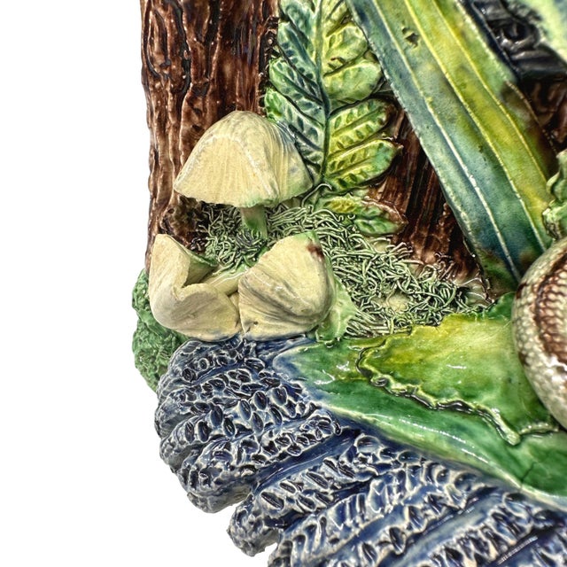 Ceramic A Palissy Ware Majolica Jardinière, Bird's Nest and Snake, School of Paris, 1880 For Sale - Image 7 of 11