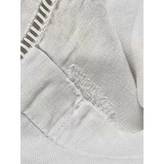 Vintage French Cotton Pillowcase  MG Monogram, Fine Hemstitch Detail, Button Back, circa 1910 For Sale - Image 9 of 9