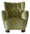 Scandinavian Mordern Wingback Lounge Chair in Green Velvet, 1940s For Sale