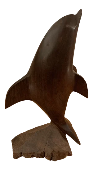 Vintage Ironwood Sculpture of a Dolphin