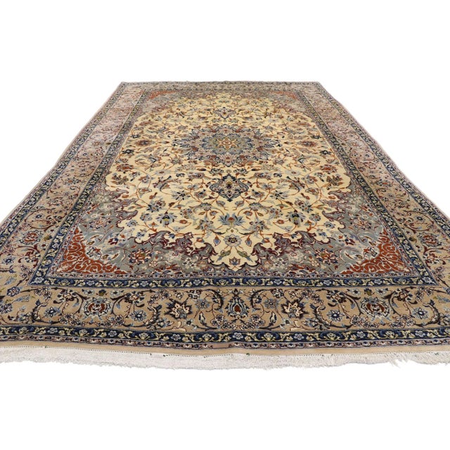 Art Nouveau Vintage Persian Nain Rug, 08'01 X 12'09 For Sale - Image 3 of 10