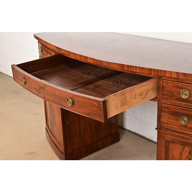 Wood Antique English Georgian Flame Mahogany Bow Front Sideboard, Circa 1820 For Sale - Image 7 of 12