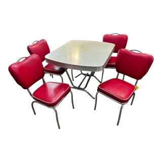 50's Dinner Table and 4 Padded Chairs For Sale