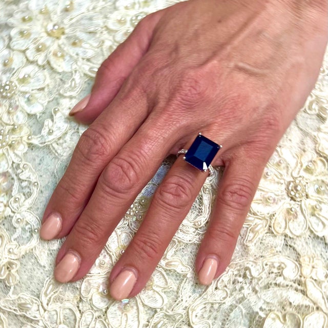 Composite Sapphire Diamond Ring Size 6.75 14k Y Gold 12.05 TCW Certified $3,000 216188 This is a Unique Custom Made...
