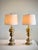 Mid-Century Modern Substantially Large 32” Vintage Pair of Stiffel Solid Brass Hollywood Regency Urn Table Lamps With 10” Linen Shades For Sale - Image 3 of 12