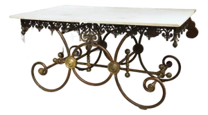 Large 19th Century French Cast Iron and Marble Butcher Shop or “Pastry Table”