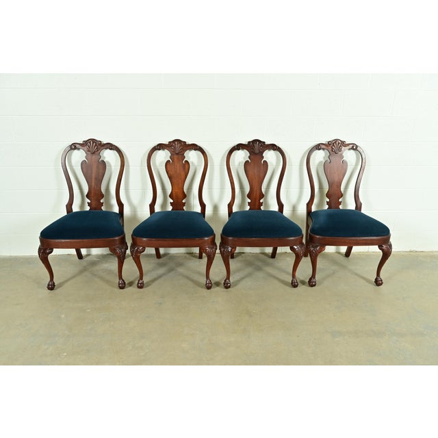 An outstanding set of four Chippendale or Georgian style dining chairs By Smith & Watson USA, Circa Mid-20th Century...