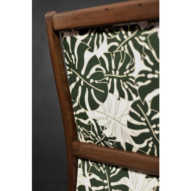 Danish Modern Rocking Chair in Wood and Monstera Leaf Pattern Fabric, 1960s For Sale - Image 16 of 17