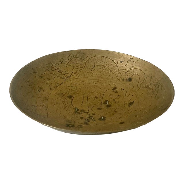 Early 20th Century Chinese Brass Plate/Bowl For Sale