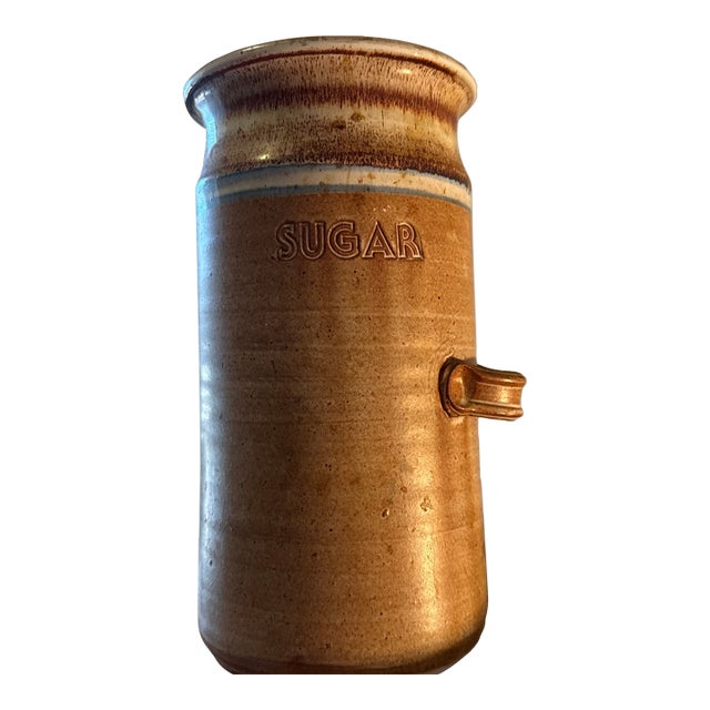 1970s Pottery Sugar Jar With Corked Lid For Sale